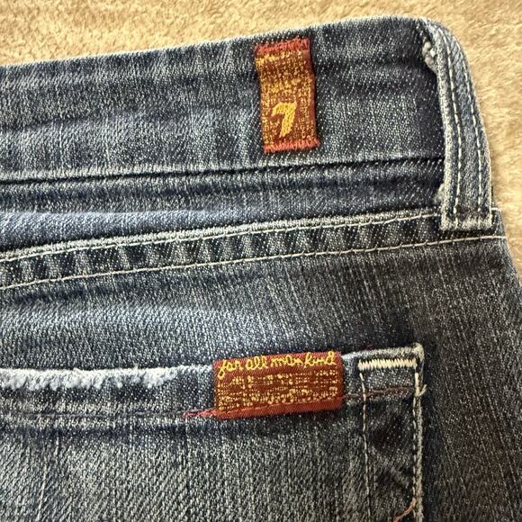 7 For All Mankind Jeans Womens 31 Blue High Waist Boot Cut Distressed Flare - Picture 7 of 7